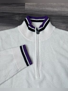 G/Fore Golf  1/4 Zip Wool / Cashmere Pullover Sweater Mens Size Medium Cream